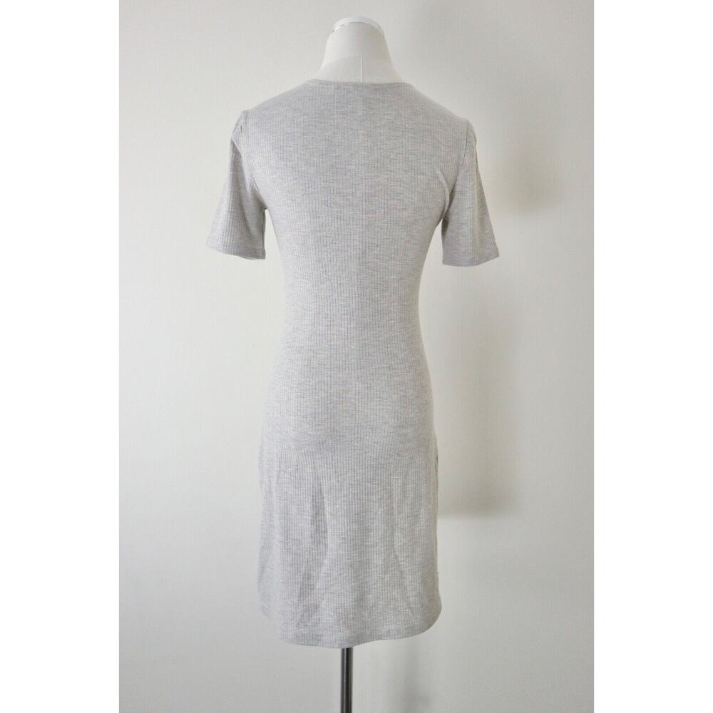 Reformation Size S Kendy Ribbed Short Sleeve Mini Dress Marble Gray Beige Heathe - Picture 8 of 13